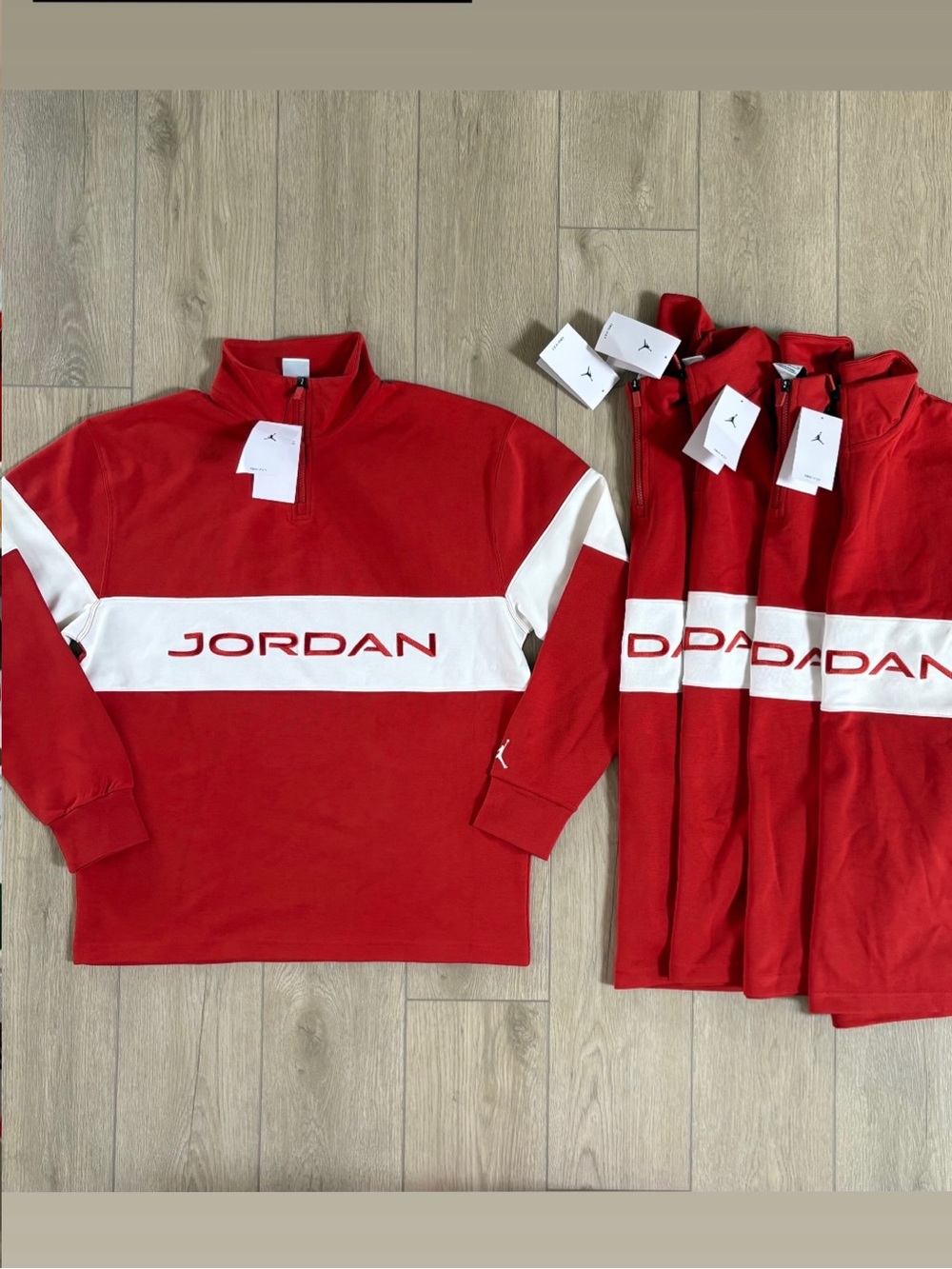 Jordan Red & White Half-Zip Pullover Sweatshirt for Men